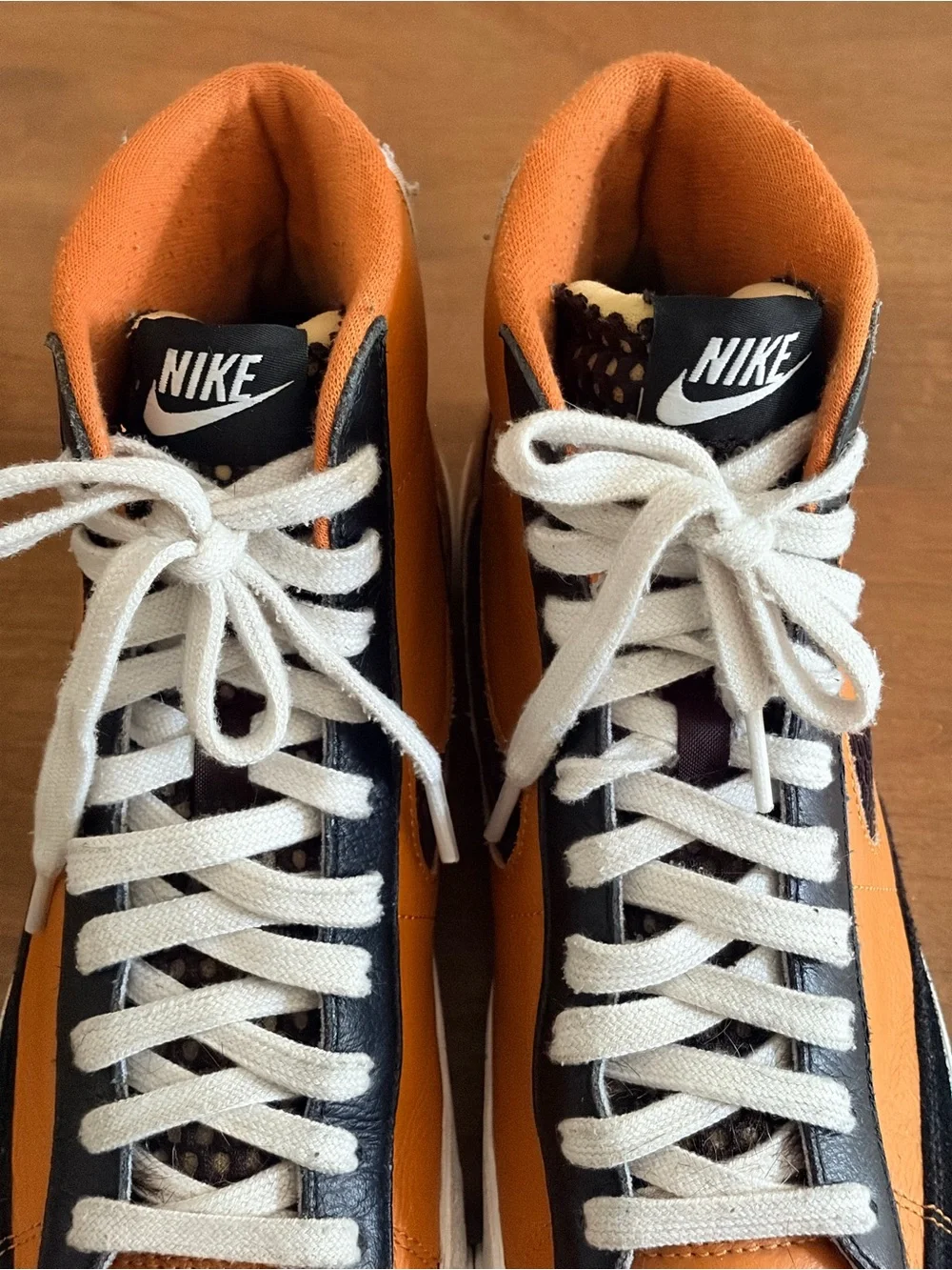 Nike By You Blazer Mid ‘77 Custom Leather Sneakers Men’s US 9 Orange Black Suede